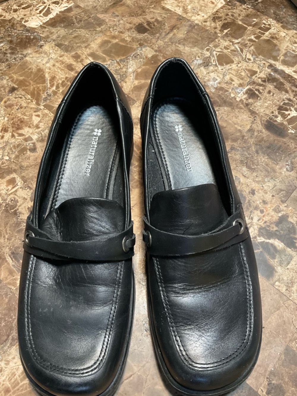Naturalizer Black Leather Penny Loafers for Men